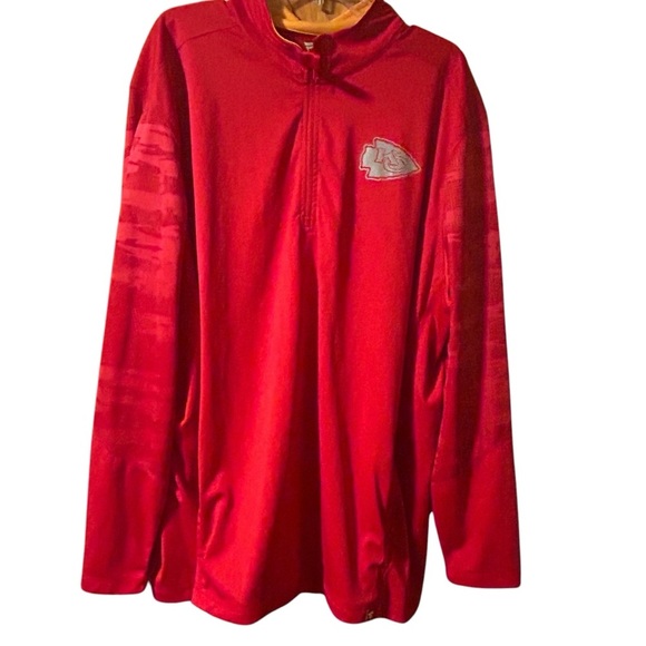 Men Kansas City Chiefs Fanatics Ringer Quarter-Zip Red Jacket Pullover … - Picture 2 of 4